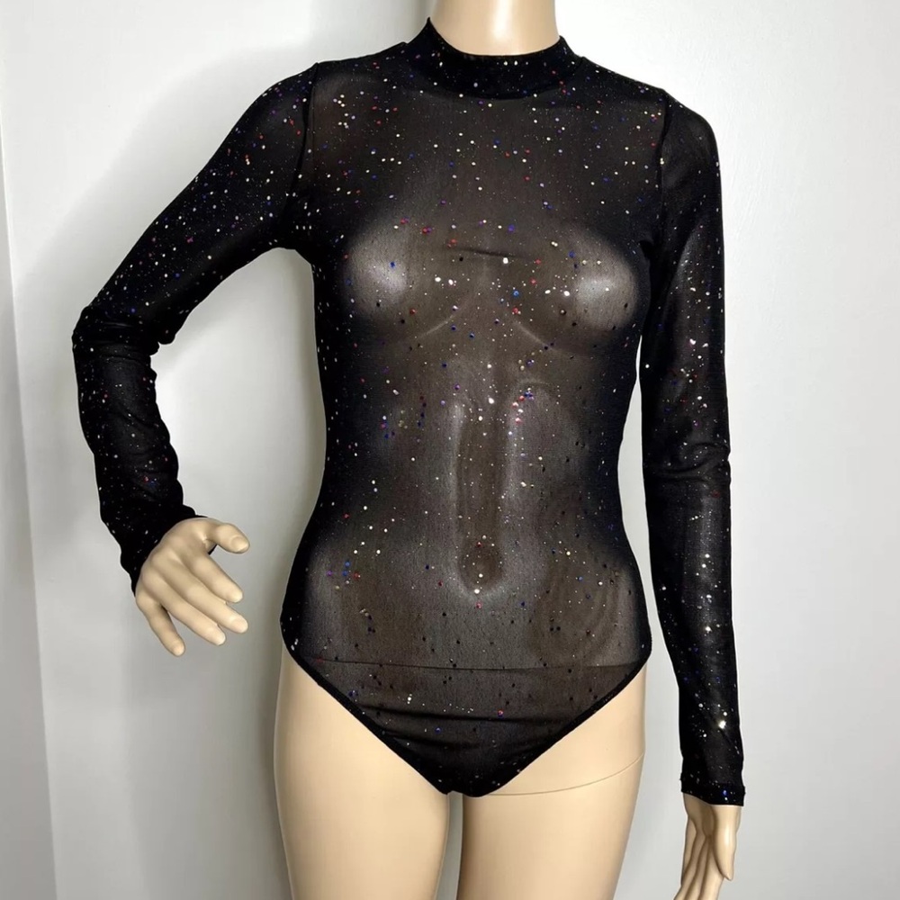 Lulu’a sheer black sequin bodysuit